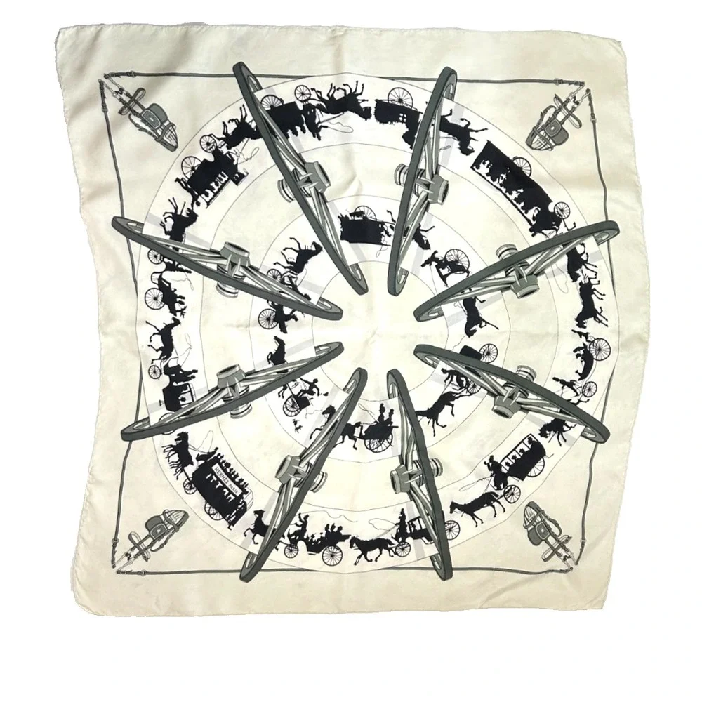1950s Hermes Paris Qui Roule Hugo Grygkar Silk Shawl Scarf Carre 90 Flaws Read